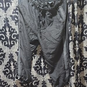 Black Track Pants with White Stripes